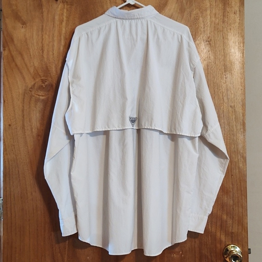 Columbia Mens Vented PFG Fishing Shirt White Collared Convertible Sleeves XXL - Picture 6 of 11